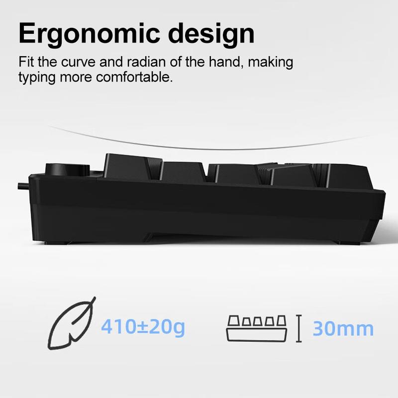 AULA F3061 mini wired keyboard, 61-key layout, plug and play, cool lighting, 22-key no impact, ergonomic design, simple and portable, compatible with Windows/Mac system equipment connection, RGB Backlit Keyboard