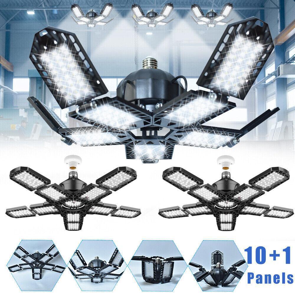 LED Garage Lights, 2Deformable Garage Light, Ceiling LED Shop Lights, E26/E27 Screw In LED Light Garage Lighting with 10+1 Panels Garage Bulb for Basement, Attic, Warehouse LED Garage Lights, 2Deformable Garage Light, Ceiling LED Shop Lights, E26/E27 Screw In LED Light Garage Lighting with 10+1 Panels Garage Bulb for Basement, Attic, Warehouse