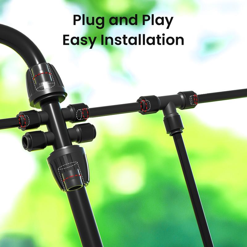 【230FT Automatic Drip Irrigation Kit w/Quick Connector】3 Irrigation Modes | 10-Min Setup | Complete Set for Lawn Greenhouse Raised Bed | 1/4'' & 1/2'' Tubing + 32 Emitters + Mist Nozzles Garden Watering Sprinkler Expandable Hose