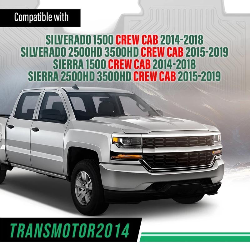 TPE Floor Mats Front Rear Fit For 99-24 Chevy Silverado GMC Sierra Crew Cab,All Weather Floor Mats Rubber Liners,Waterproof Anti-slip Durable Floor Mats Upgraded Version