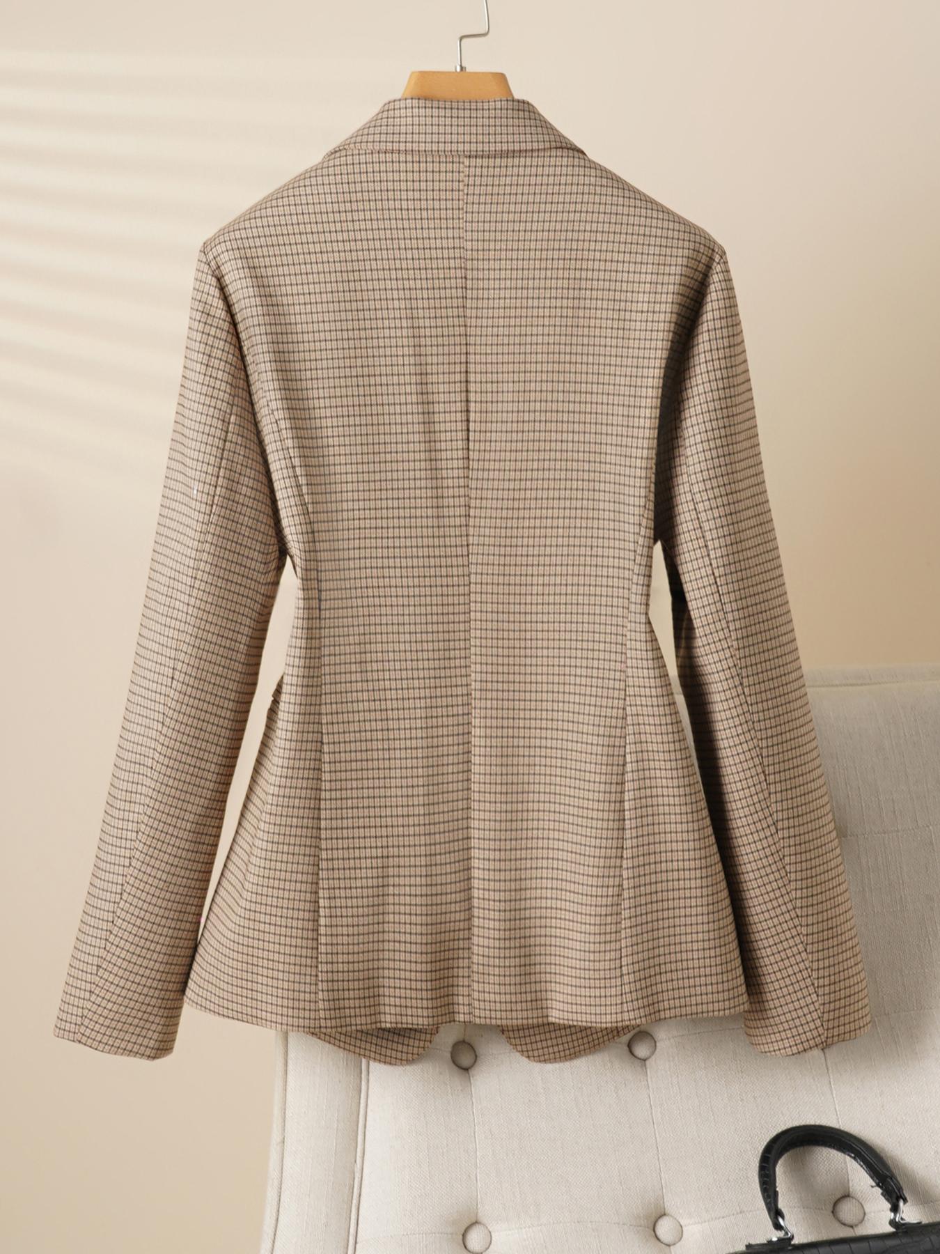 Women's Button Front Blazer Jacket, Slim Fit Long Sleeve Coat, Office Style, Spring & Fall Fashion, Plain Design with Pockets