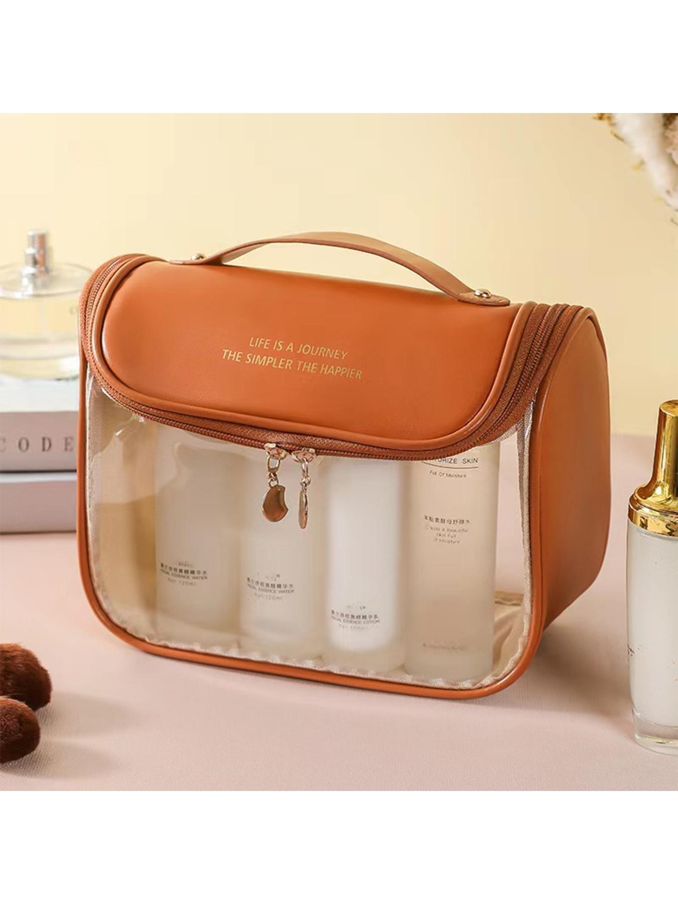 Portable Multi-Functional Transparent Makeup Bag, Travel Organizer, Daily Use, Waterproof Cube Design, Large Capacity Storage Bag