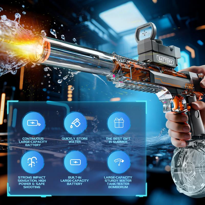 Electric Water Gun for Kids Adults - Automatic Squirt Gun With up to 32 Ft Long Range, Summer Outdoor Beach Swimming Pool Party Super Soaker Toys, Gift for Kids Age 8 9 10 11 12 Years Old Boys