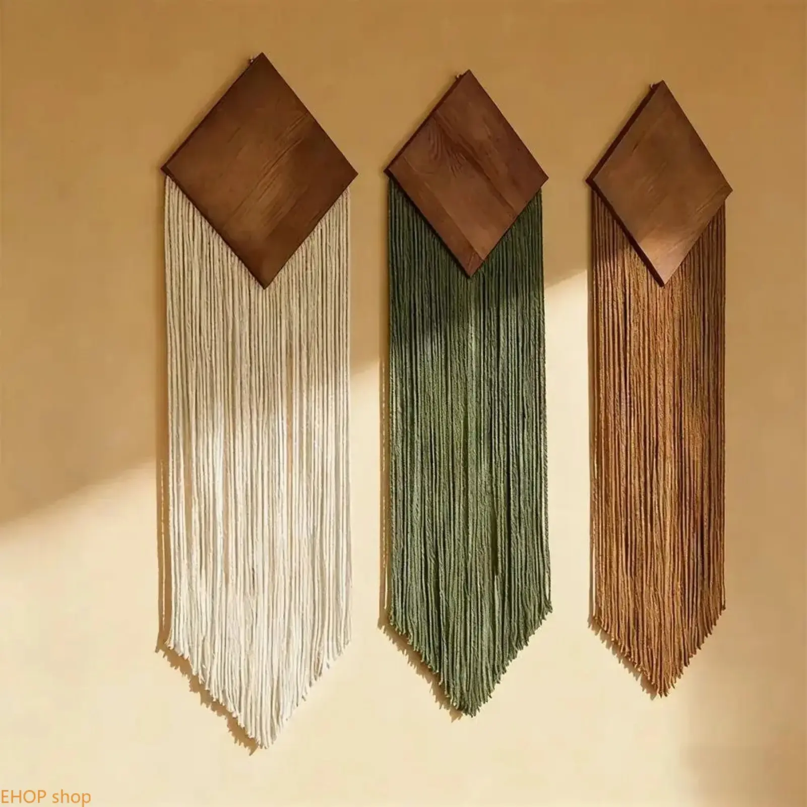 Macrame Wall Hanging Handmade Woven Tapestry, Dip Dyed Boho Wall Decor, Large Fiber Wall Art for Bedroom, Living Room, Headboard & Fireplace Mantel, Modern Rustic Home Decor Gift