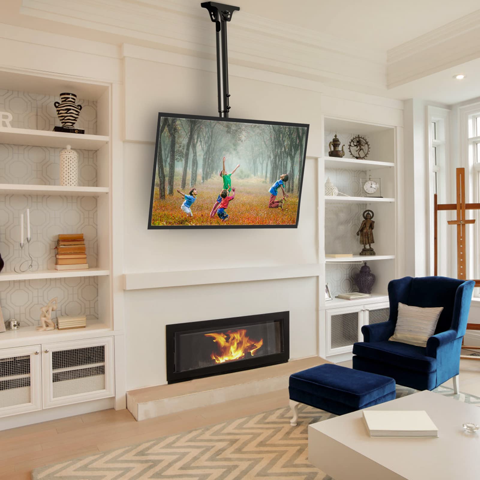 MOUNTUP 24''-65'' Ceiling TV Mount, Full Motion Height Adjustable TV Mount Bracket, Holds up to 99lbs, Max VESA 400x400mm, MU0039