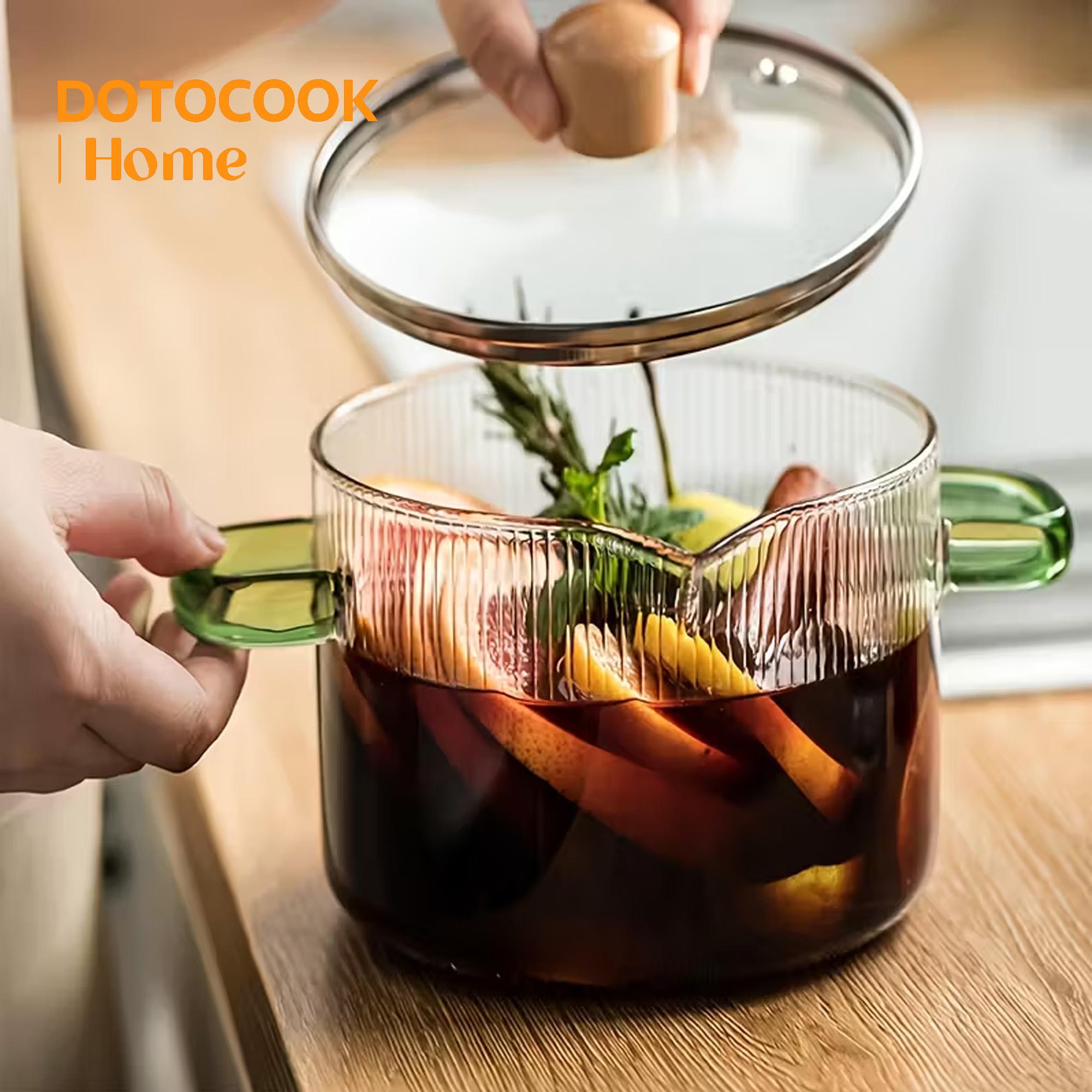 High Borosilicate Glass Dual-Ear Cooking Pot Set, Multifunctional Enamel Skillet, Healthy Meal Prep, Kitchen Cooking Cookware, Pots With Handles, High Quality Cookware, Kitchen, Restaurant, Outdoor Camping