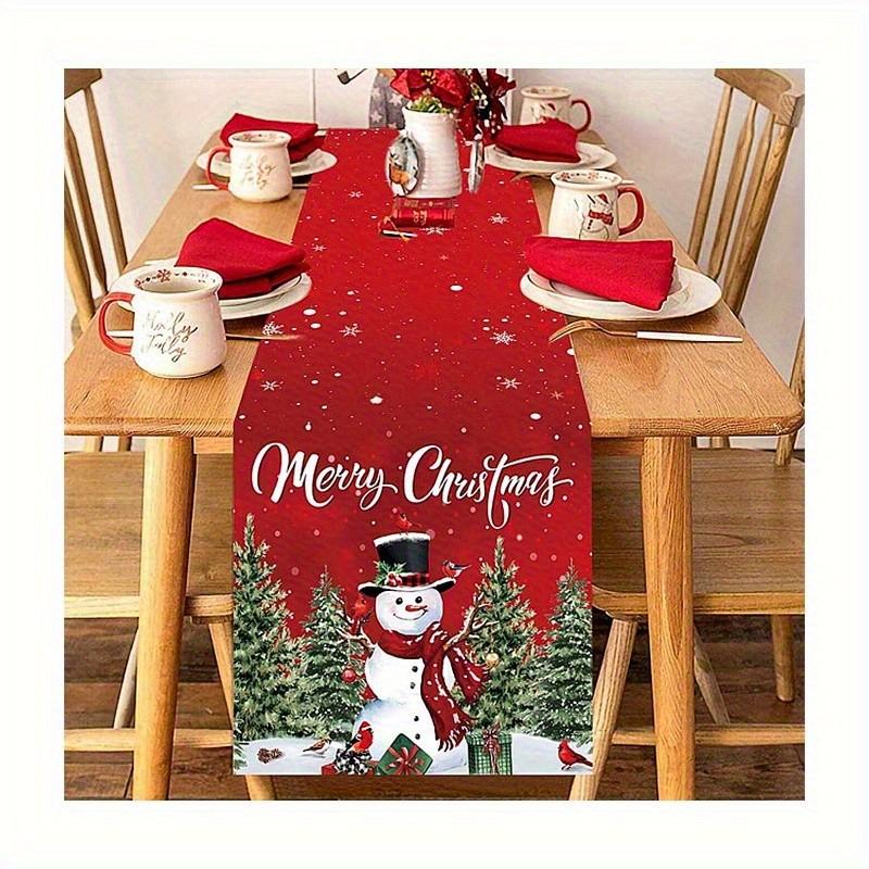 Rectangular Holiday Tablecloth, Joyful Snowman Design, Home Kitchen Dining Room Decor, Seasonal Table Accessories