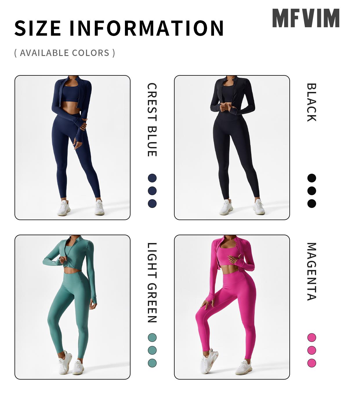 MFVIM Women's 3-Piece Solid Sports Sets, Sweat Suits with Criss Cross Crop Tank Top, High Waist Leggings & Zip Up Crop Jacket for Yoga, Gym - Skin-Friendly Fabric, Non-Slip Thumbholes Yoga Fit Sets