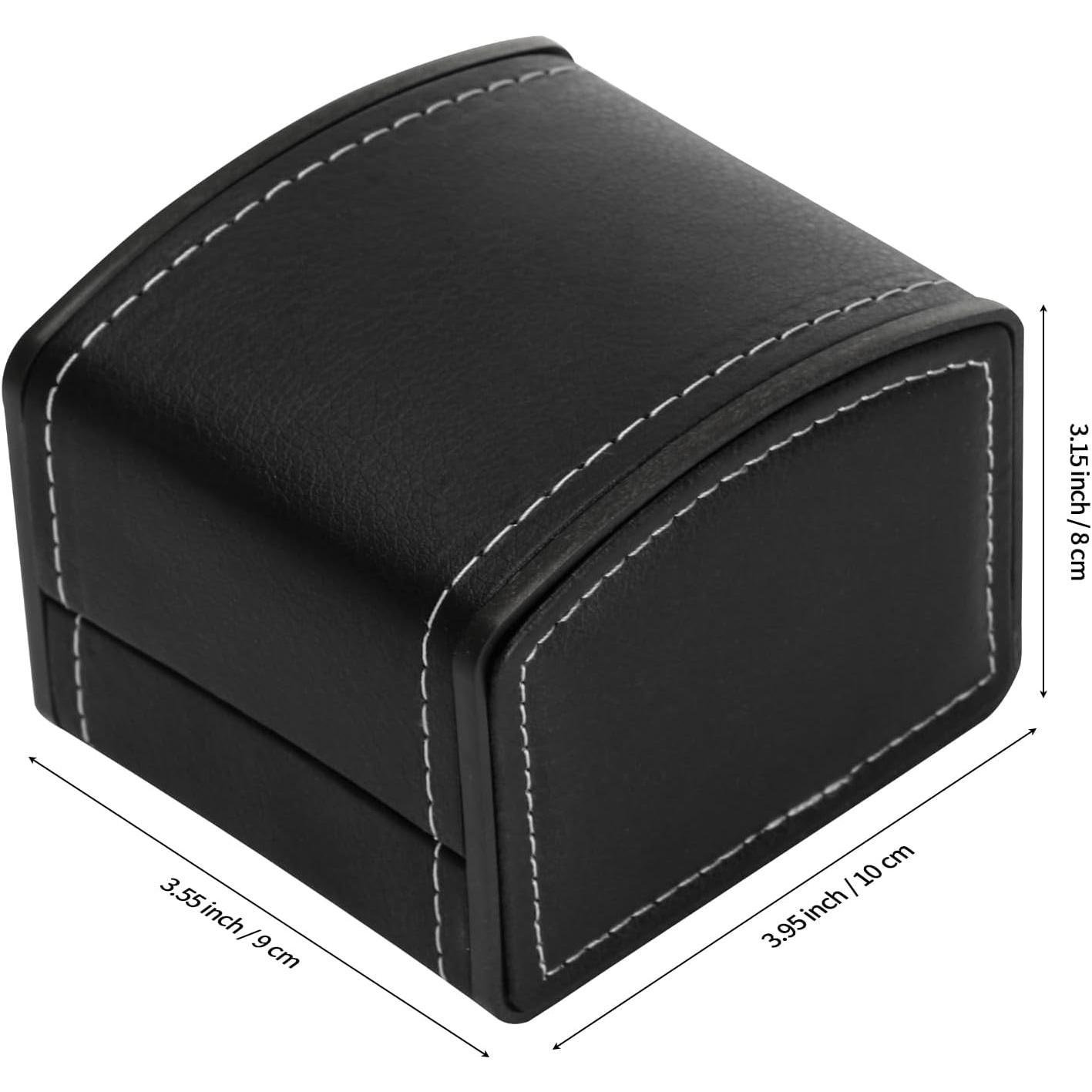 Luxury Single Watch  Box with Removable Pillow, PU Leather Single Watch Case Wristwatch  Storage Display Holder Cases for Men and Women (Black)