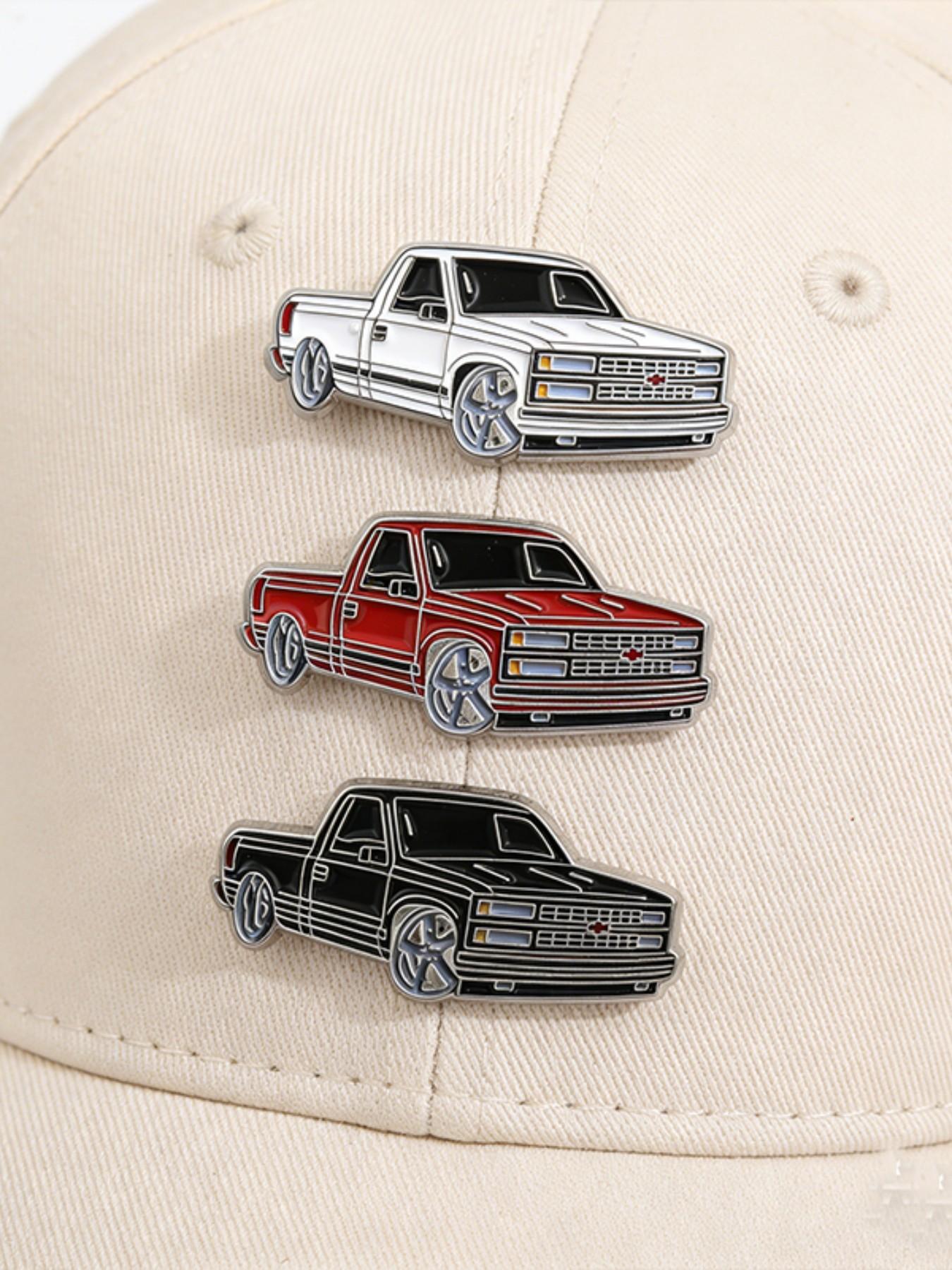 3-Piece Chevrolet 454 SS Hat Clip Pin Set, 90s Retro Classic Truck Enamel Brooch, Enamel Lapel Pins, Vintage Racing Golf Hat Clips for Chevy Fans & Truck Enthusiasts, Metal Alloy Cap Pin Gift for Men, Men Accessories