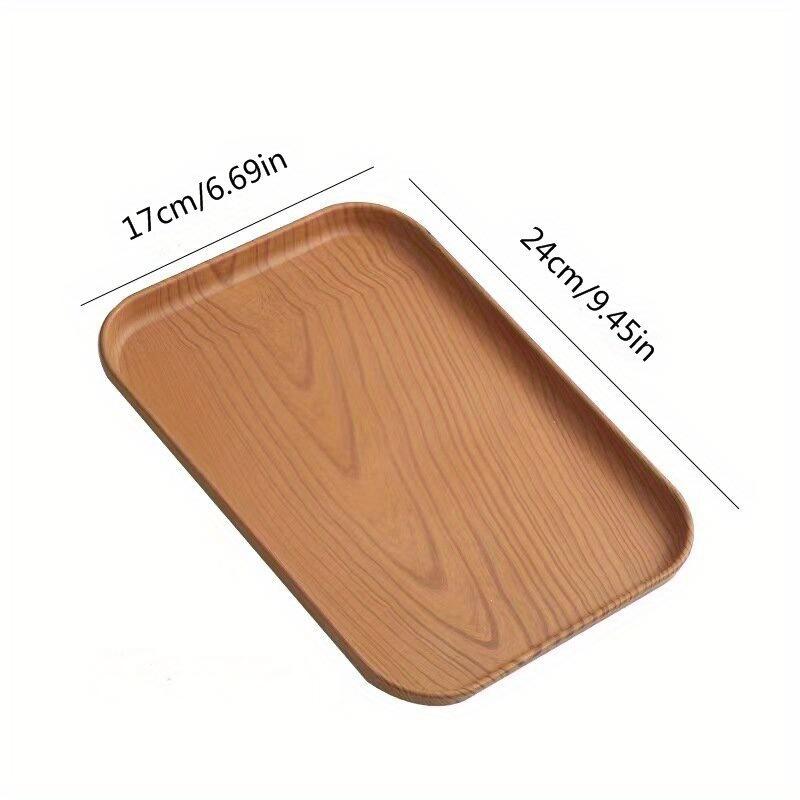 1pc, Tea Cup Tray, Plastic Rectangle Coffee Tray, Plastic Wooden Pattern Dessert Tray, Decorative Fruit Tray,Breakfast Food Tray, Multifunctional Snac, Kitchenware