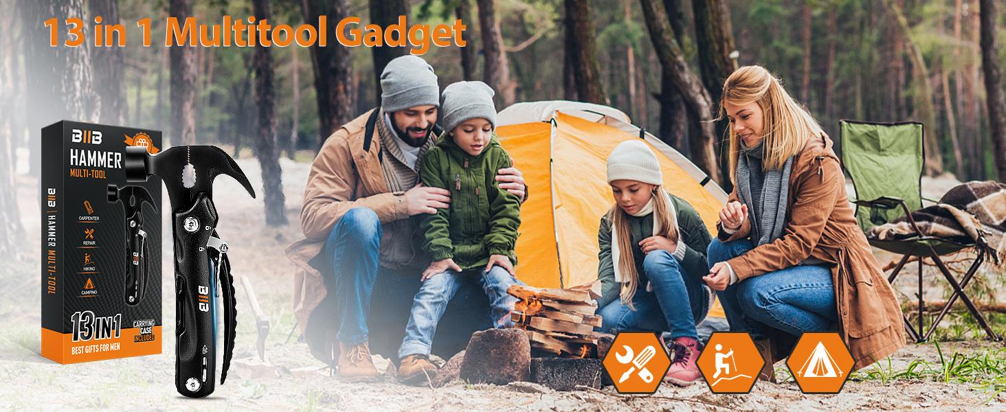 BIIB Valentines Day Gifts for Him,  12 in 1 Hammer Multitool Gifts for Men, Mens Valentines Day Gifts for Boyfriend Husband, Birthday Gifts for Men, Mens Gifts for Dad, Camping Essentials Gear Tools