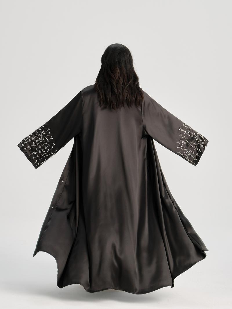 Women's Beaded Decor Long Sleeve Open Front Abaya, Modesty Abaya, Modest Elegant Maxi Abaya for Daily Wear, Women's Islamic Clothing for All Seasons