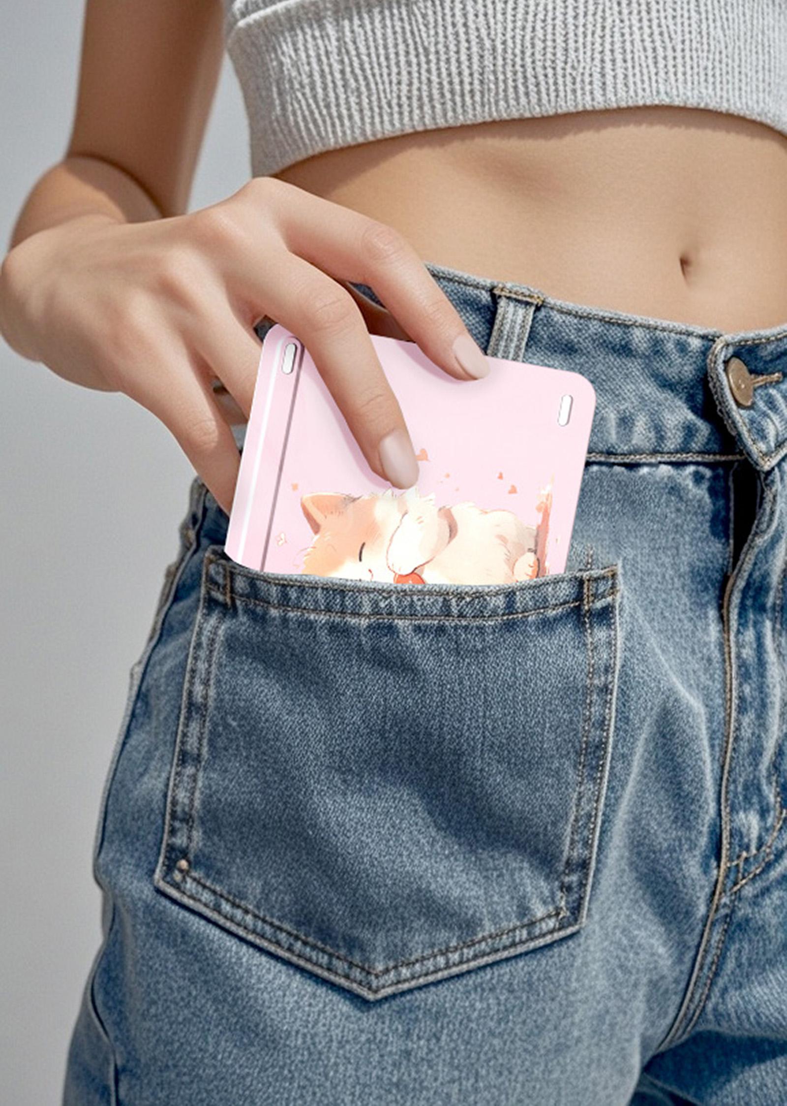 MOFii 1 Pc Z1 Pink Cat Foldable Bluetooth Keyboard, Rechargeable Portable Office Keyboard, Cute iPad Tablet Essential for Girls, US Qwerty