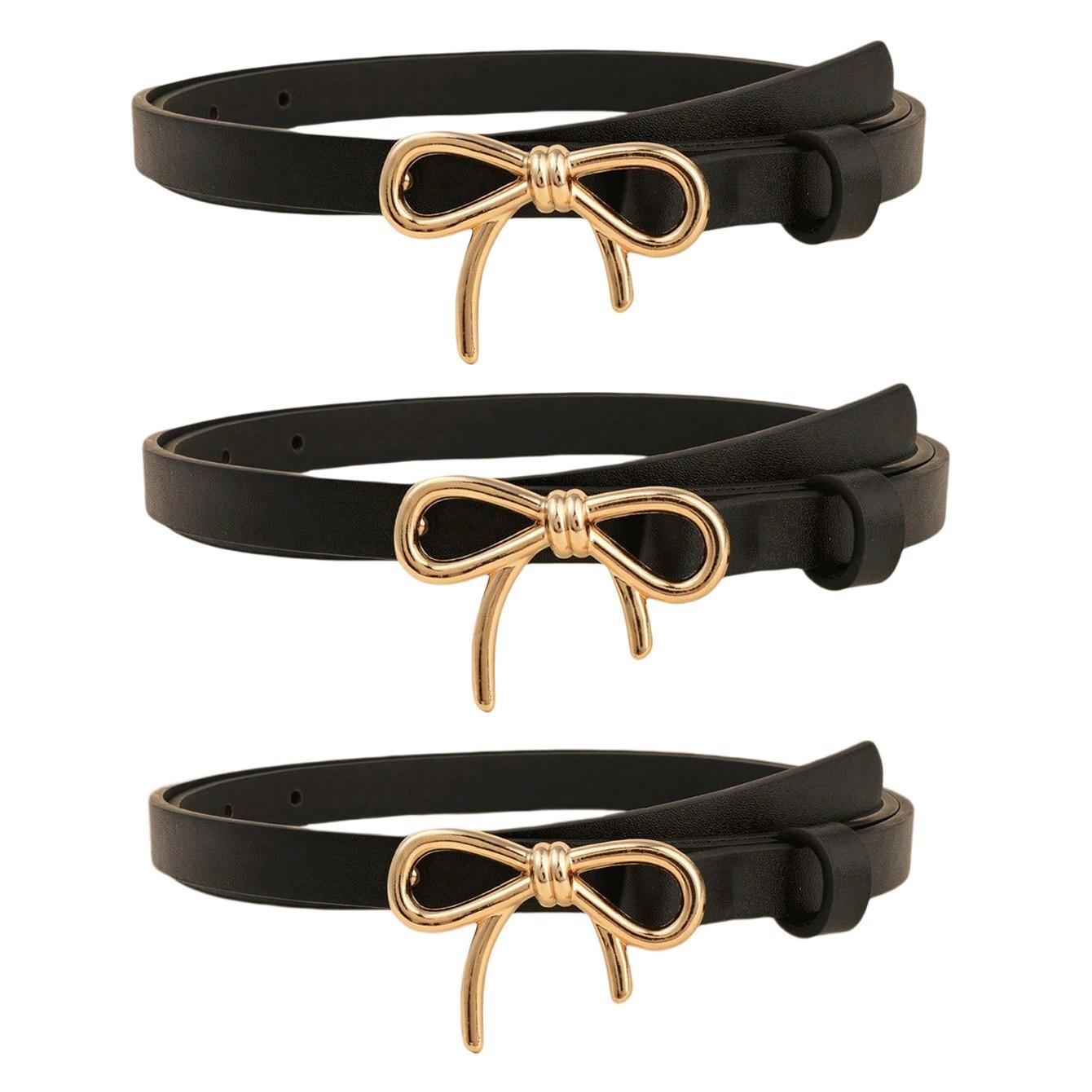 Elegant Bowknot Casual Bohemian Vintage PU Leather Belt Set, 6/3 Pieces, Perfect for Summer, School, Fall Occasions