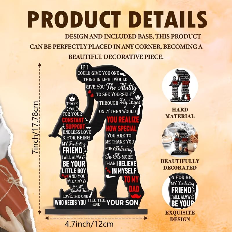 Wooden Plaque Gift for Dad, Son's Birthday or Father's Day Present, Cool Decorative Sign, Best Dad Decoration, 2D Plane Design