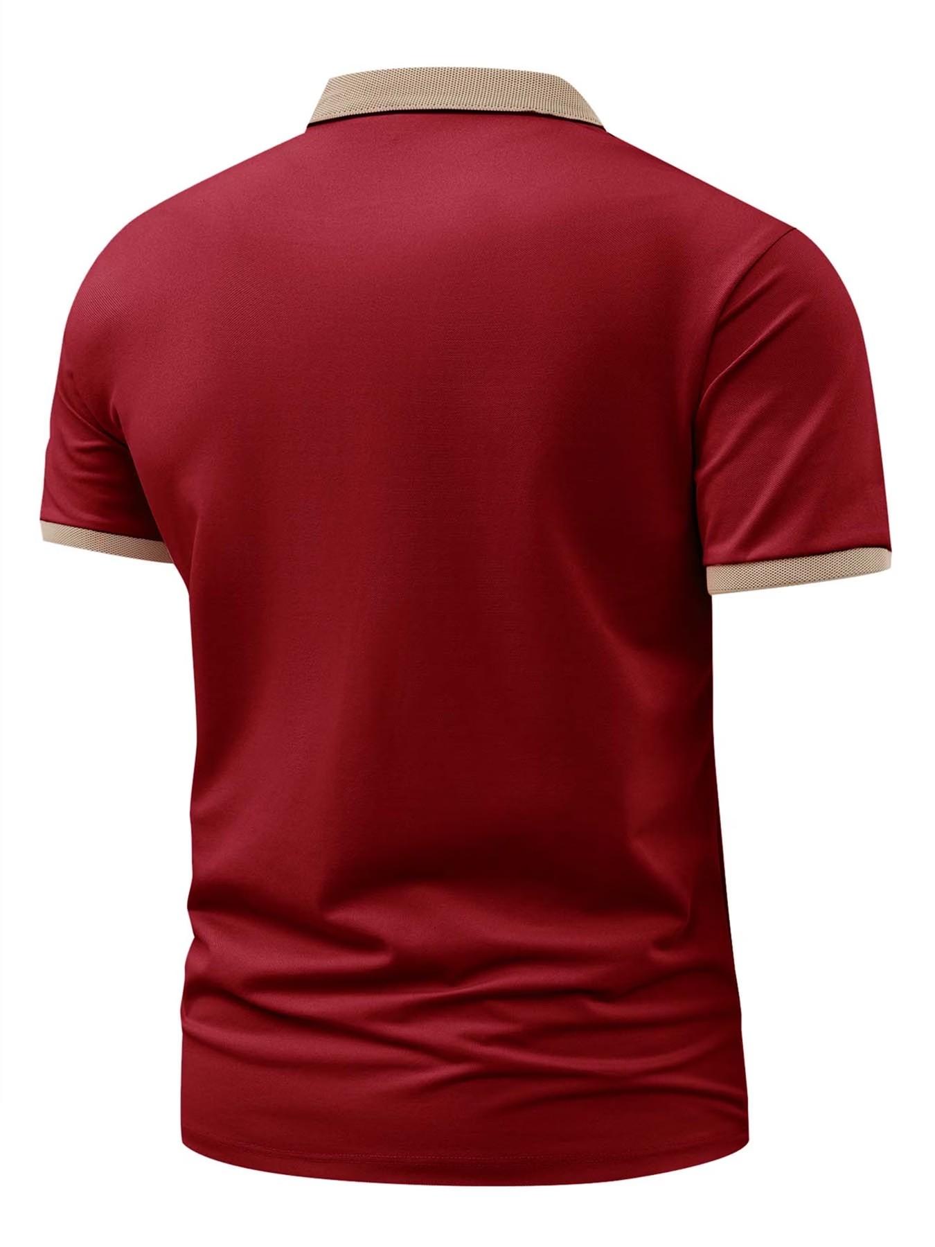 Men's Chicago Handwritten Print Polo Shirt, Slim-Fitting American Style Top, Short Sleeve Casual Wear for Spring & Fall