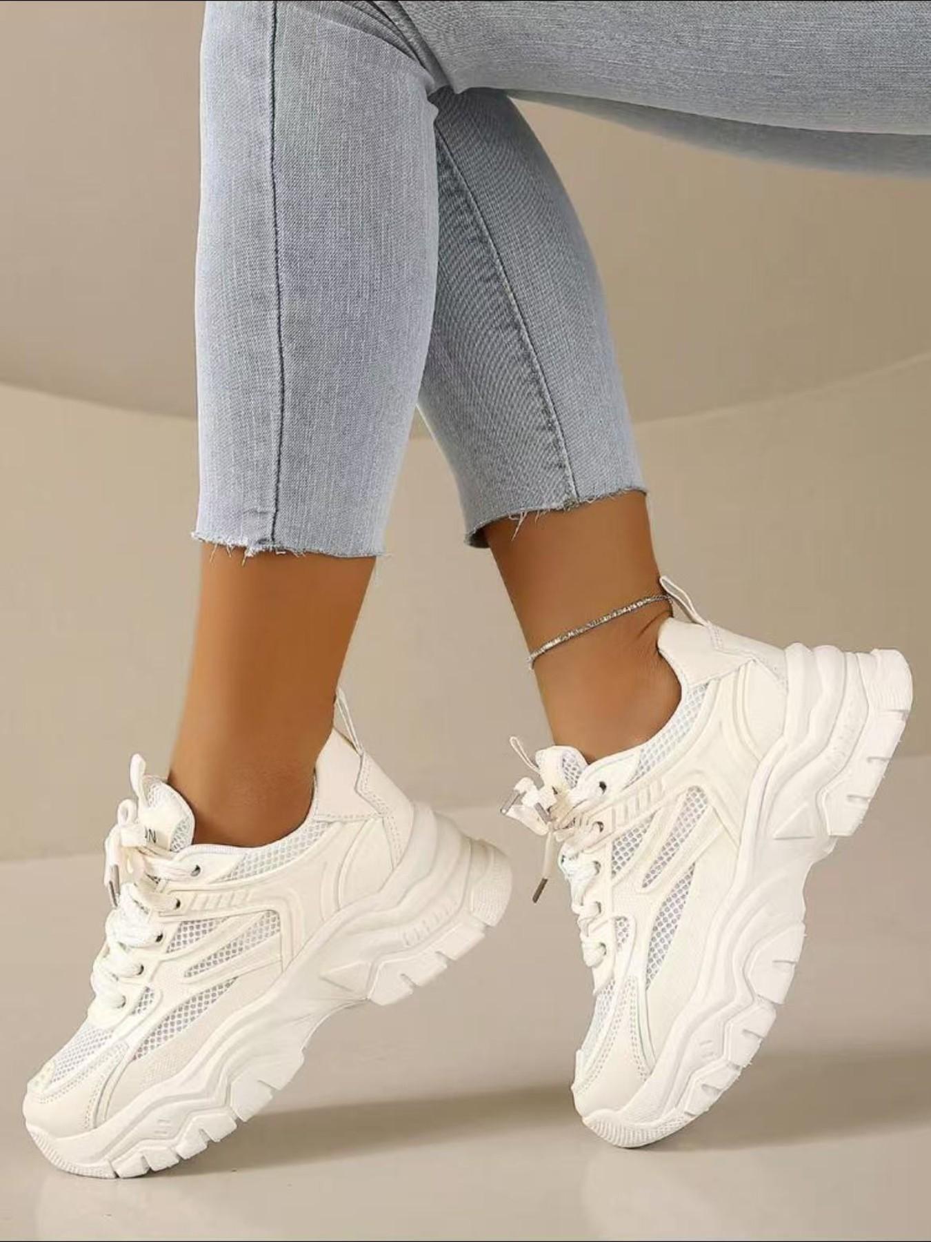 Women's Outdoor Sports Shoes, Thick Sole, Lightweight Height-Boosting Platform, Spring Summer Style, Comfortable Walking Shoes