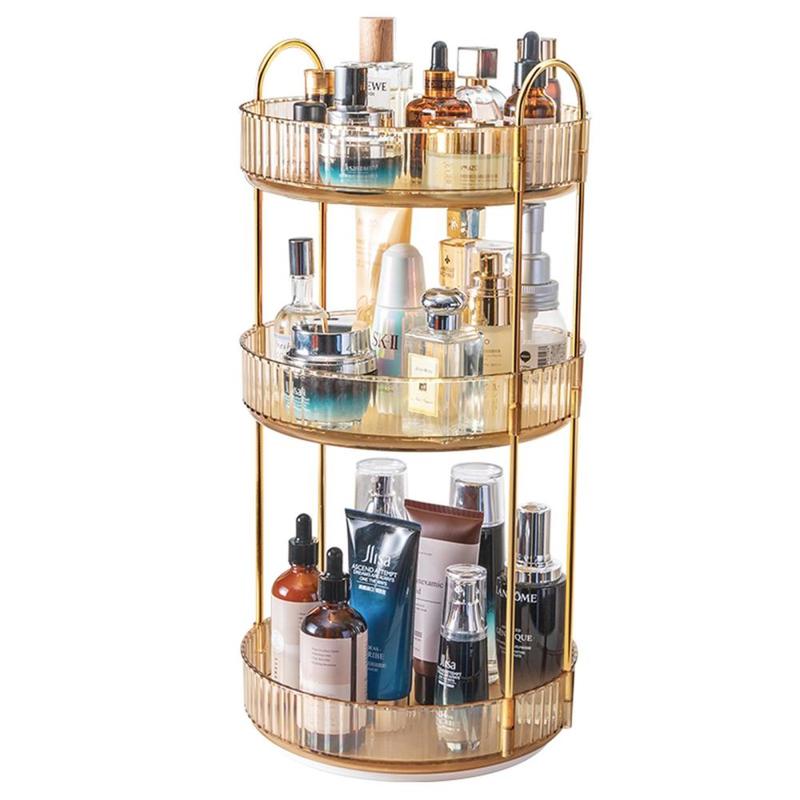 360° Rotating Makeup Organizer - Large Capacity Cosmetic and Skincare Dresser | Spinning Perfume Organizer Vanity Shelf for Makeup, Perfume, and Skincare (3 Tiers) ,Deals for you days Metal Boxes