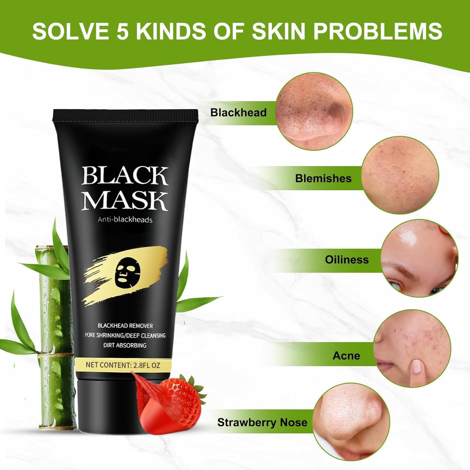 Black Facial Mask for Blackhead Care, Deep Cleansing Peel Off Mask with Charcoal-Like Black Texture, Pore Care Skincare Routine for Nose & T-Zone, At-Home Beauty Self Care, 60g