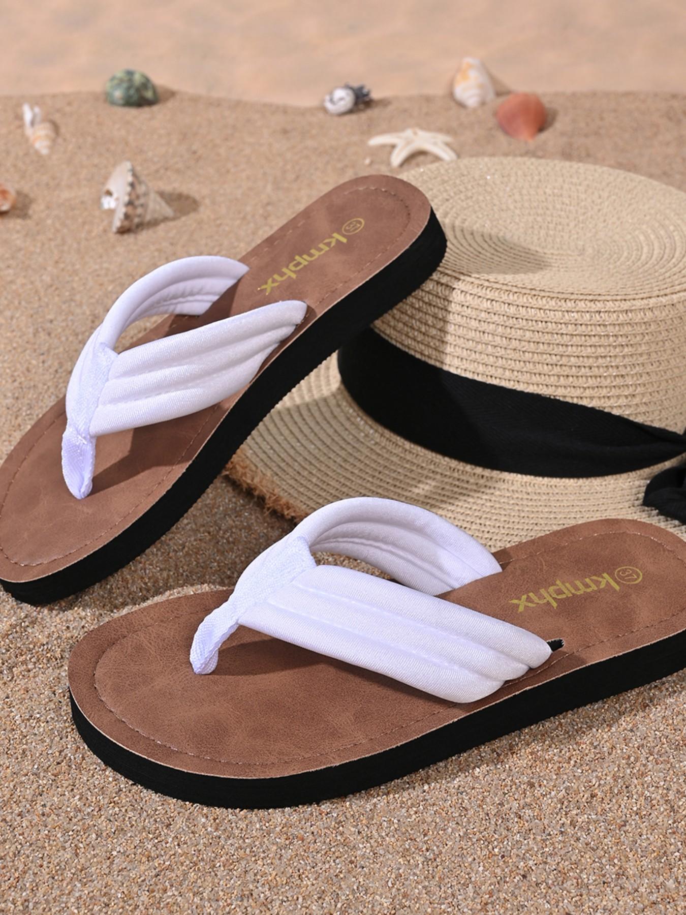 2026 New Women's Sandals, Casual Flat Sandals, Soft Sole Anti-Slip Rubber Beach Flip Flops, European Style Simple Slip-On Shoes, Sizes 36-42, Summer Outdoor Wear