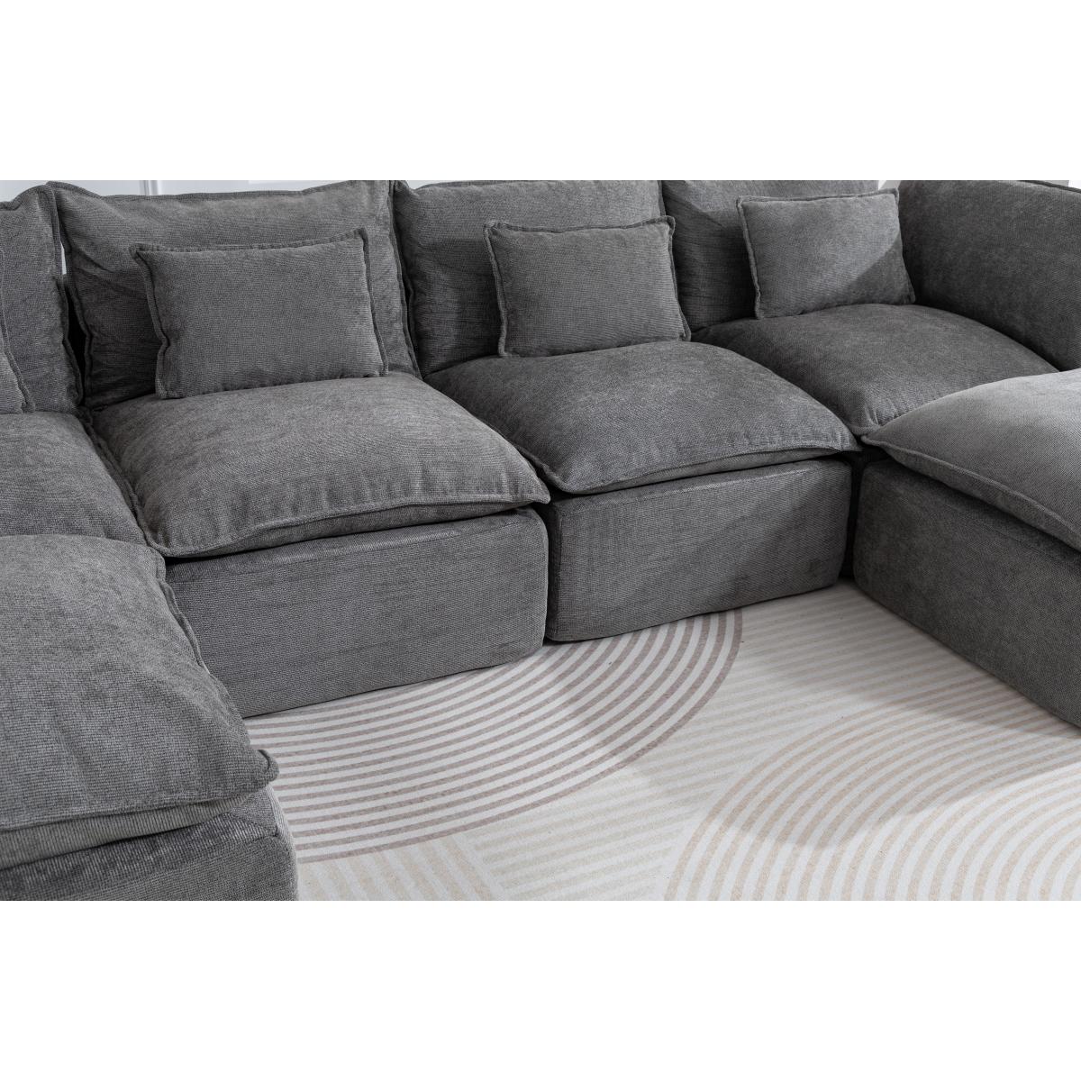 Aobtkel 129.8" Wide Cloud Oversized Modular Sectional Couch - 4-Seat with 2 Ottomans, Deep Wide Seat, True Relax Comfy Living Room Indoor Furniture Set,dorm essentials,home decor