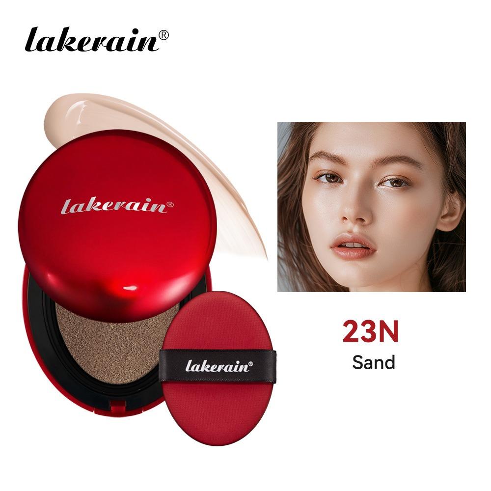 lakerain Red Case Cushion Foundation Full Coverage Lightweight Satin Glow Foundation Moisturizing Hydrating Long-lasting Cushion BB Cream Beauty Cosmetics Moisturizer Base