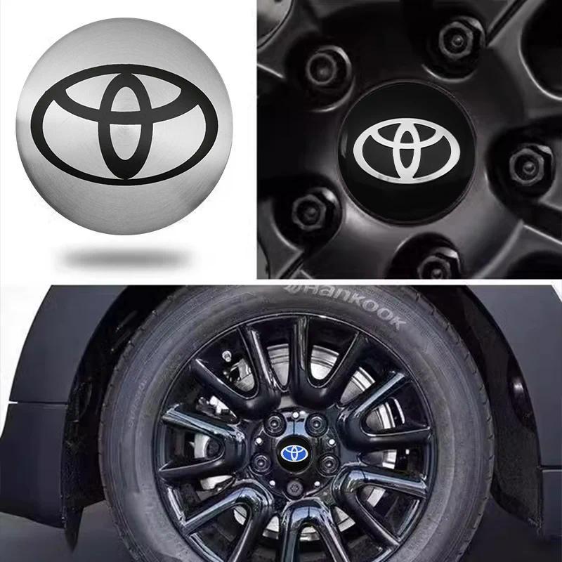 4pc 56mm Car Wheel Center HUB Caps, Emblem Sticker Badge, Automobile Decals, Auto Accessory for Toyota Prado Yaris Hilux Verso Fortuner Supra Corolla