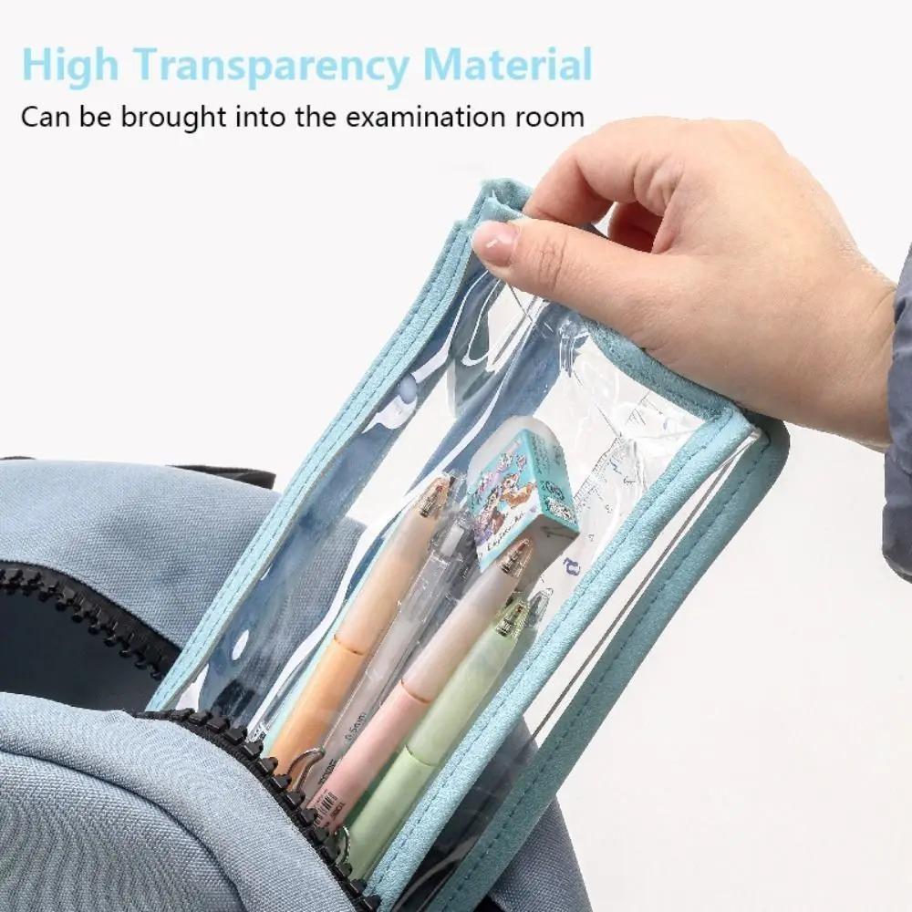 Large Capacity Pencil Case, PVC Transparent Zipper Storage Bag, Portable School Supplies and Cosmetic Bag, Suitable for Office Travel
