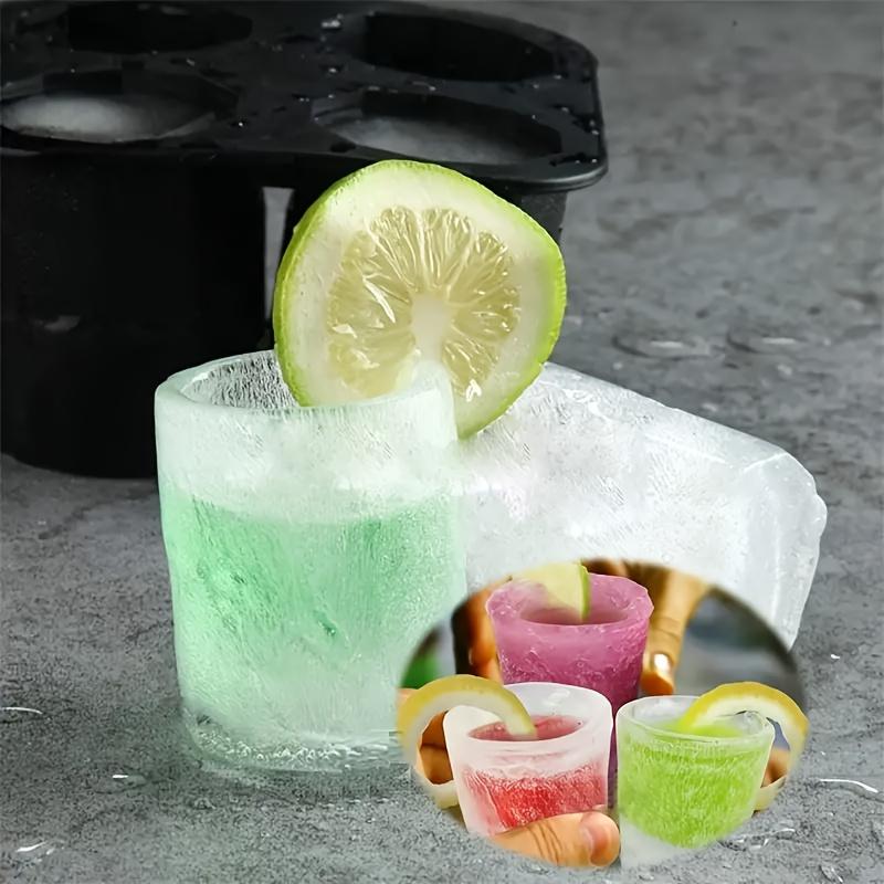 1pc Shot Glass Ice Mold Tray - 4 Cavities, Reusable Whiskey Glass Cubes, Perfect for Cocktails & Beverages, Kitchen Bar Accessory
