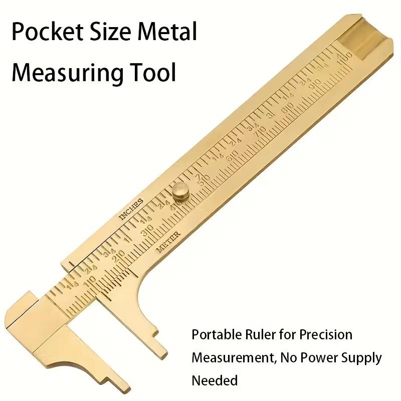 Mini Vernier Caliper 100mm, Brass Pocket Size, Dual Scale, Copper Material, Metric & Imperial Measurements, Portable Precision Tool