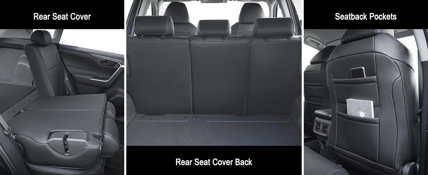 Toyota RAV4 Hybrid 2019-2025 Seat Covers - Fits LE/XLE/XLE Premium/Limited, Full Set Black Faux Leather | Easy Install，Car Seat Protector