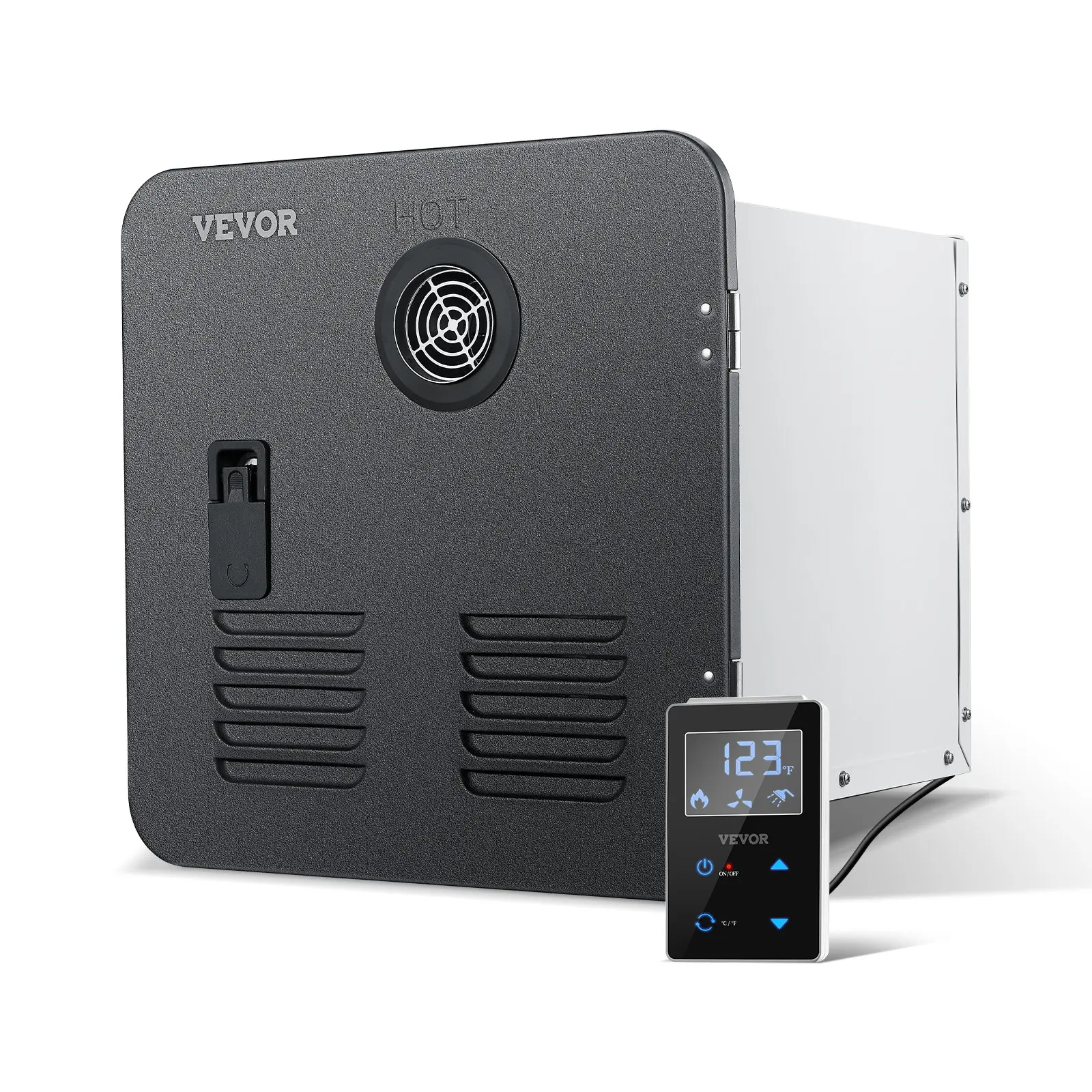VEVOR RV Tankless Water Heater, Instant Shower with 15x 15 inches Black Door and Remote Controller, 42000BTU Optimized Comfort Performance Hot Water, Ideal for RVers' Family Everyday Use, Black