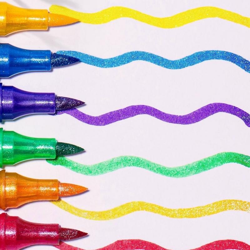 24/48/72/96 Colors Glitter Effect Brush Markers,Dual Tip Dual Color 1-5mm Soft Brush Shimmer Marker for Doodle Writing, Glitter Art Crafts Adults DIY Crafts Greeting Christmas Cards Making, Art Supplies