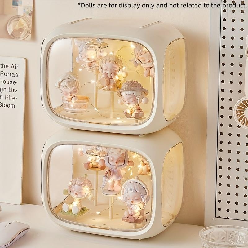 [Transparent display box] Stackable doll display box | Storage box for storing dolls, multi-level miniature scene organizer