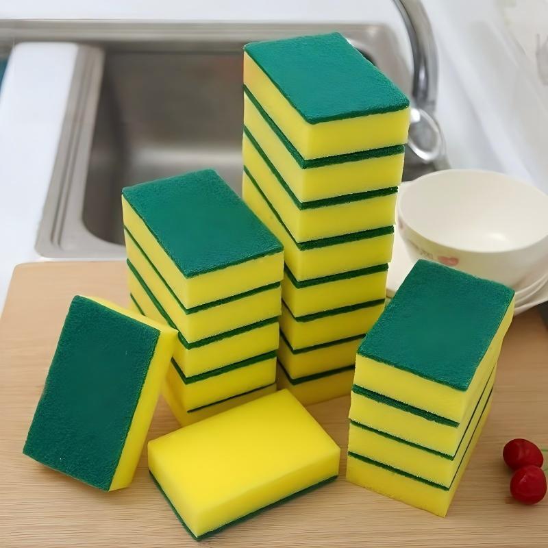 4pcs Multi-Functional Square Kitchen Sponges - High Absorbency, Rust & Stain Remover, Double-Layer Design, Suitable for Dishes, Cookware & Furniture, Multipurpose Kitchen Sponges