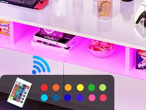 DWVO LED Coffee Table with Storage, High Glossy LED Coffee Tables for Living Room, Small Center Table with Open Display Shelf & Sliding Drawers DWVO LED Coffee Table with Storage, High Glossy LED Coffee Tables for Living Room, Small Center Table with Open Display Shelf & Sliding Drawers