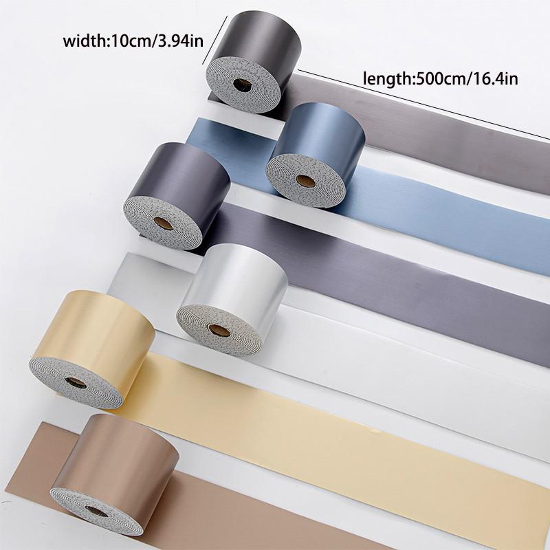 2 Rolls Self-Adhesive Baseboard Trim, Waterproof Moisture-Resistant No Drill Wall Corner Strip, Anti-Mold Floor Line Wallpaper for Kitchen Bathroom Living Room