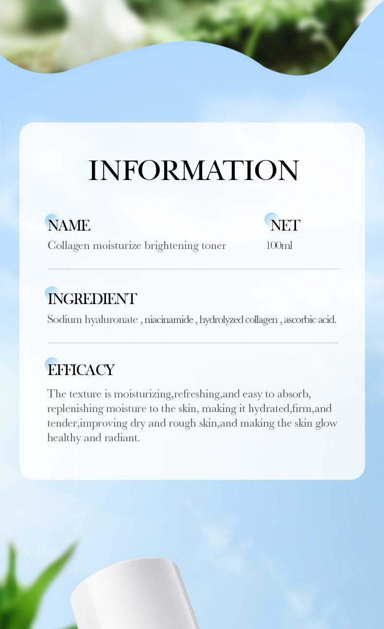 Collagen Moisturize Brightening Toner,Deeply Moisturizing & Nourishing Firming Skin