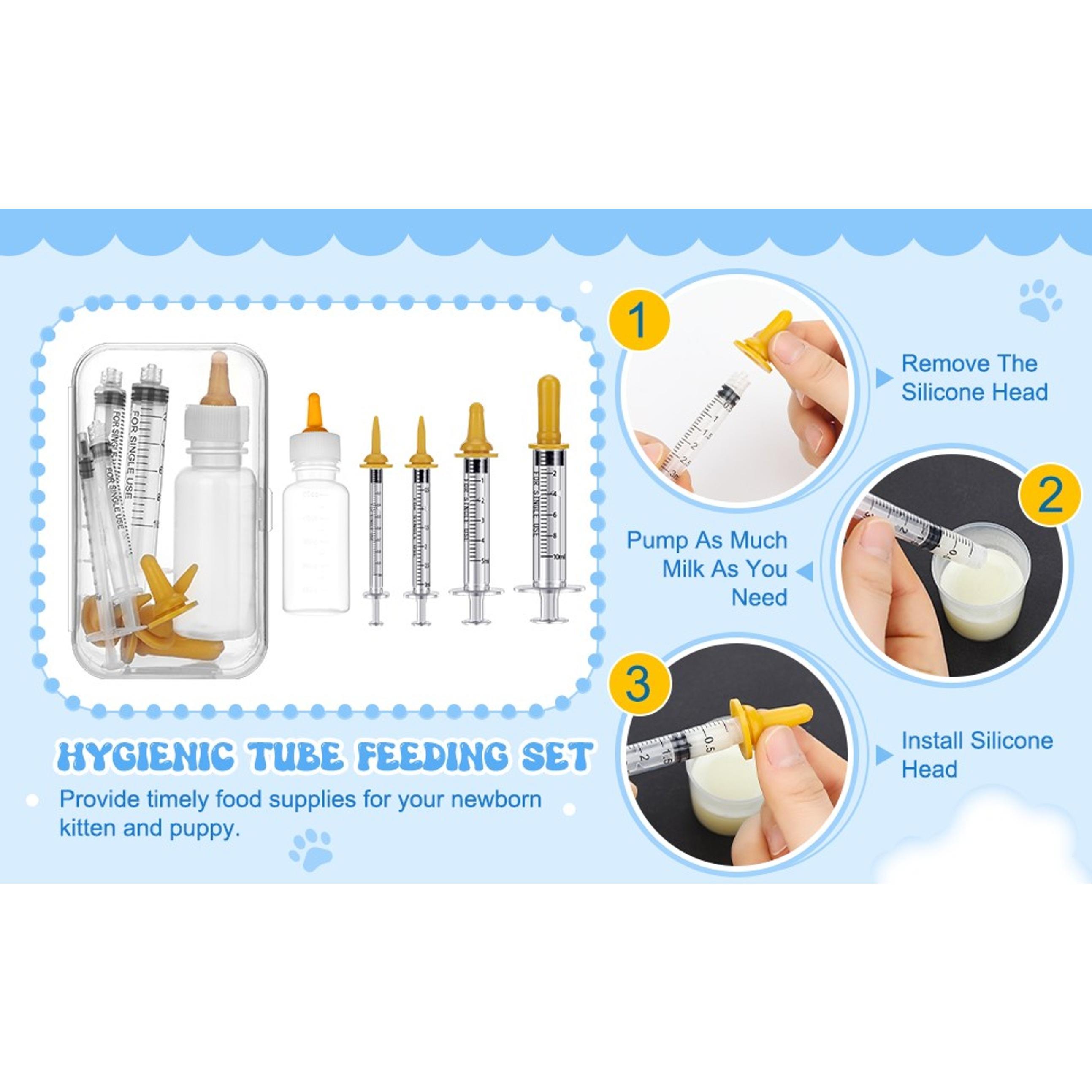 57-Pcs Functional Puppy Whelping Kit with Foldable Base, Includes Feeding Tube (40 in Diameter), Syringes & Tube Feeding Accessories for Newborn Puppies Birth & Bottle Feeding Supplies, Functional Kit