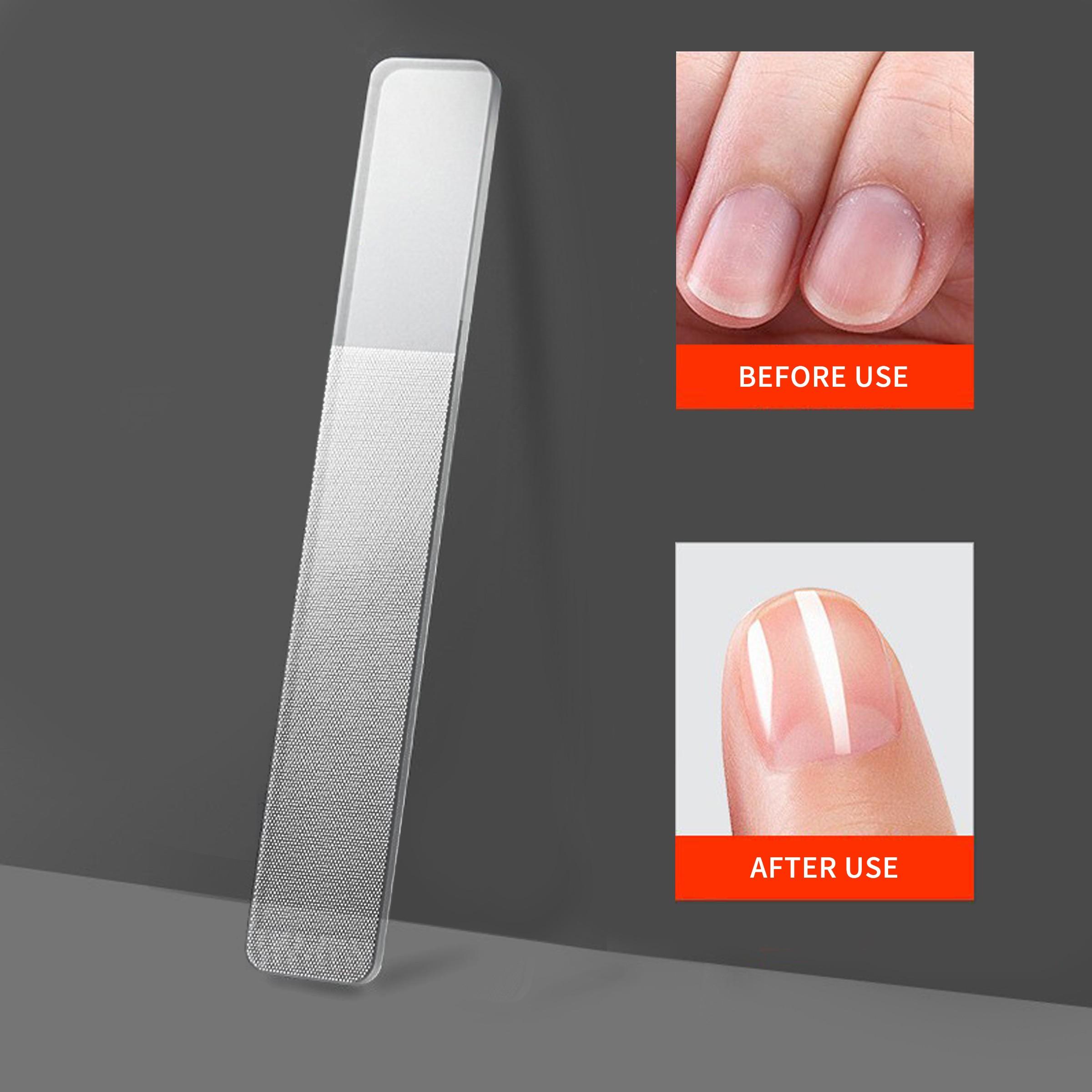 Glass nail file suitable for natural nails, nano nail buffer, crystal polisher with box, professional manicure tool kit suitable for acrylic nail care for women and girls