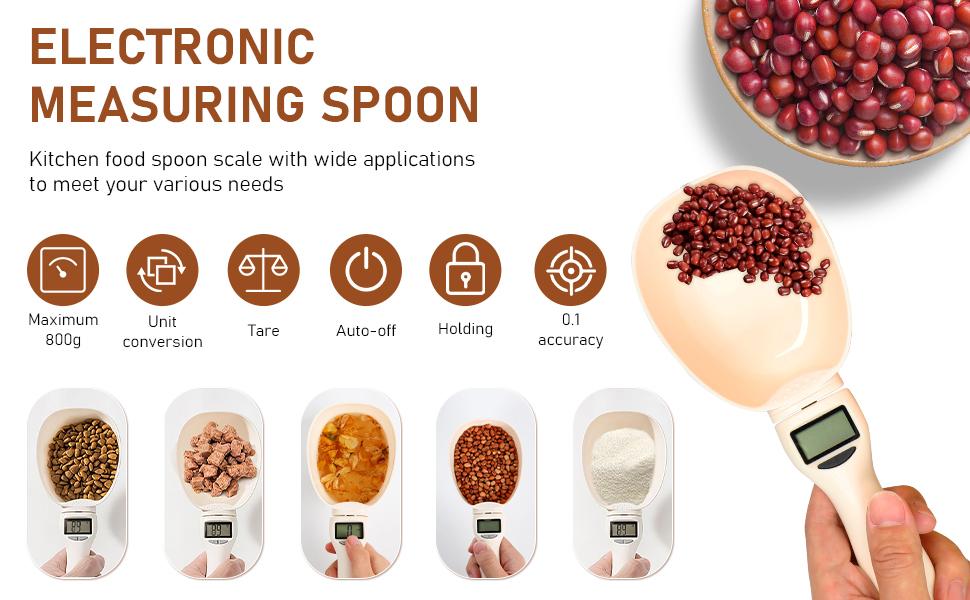 Digital Measuring Spoon Scale, 800g / 0.1g High Precision Electric Measuring Spoon with Led Display, Upgraded Multi-Functional Digital Food Scale, Removable Handle for Kitchen Gadgets and Daily Meals Digital Measuring Spoon Scale, 800g / 0.1g High Precision Electric Measuring Spoon with Led Display, Upgraded Multi-Functional Digital Food Scale, Removable Handle for Kitchen Gadgets and Daily Meals