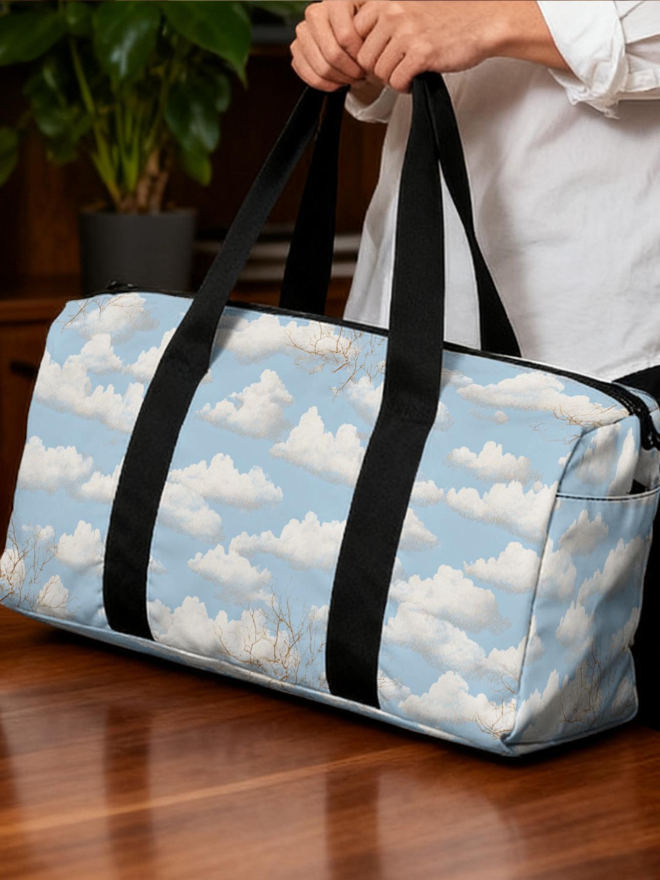 1pc Fluffy Clouds and Branches Travel bag Unisex Handbag, with Adjustable Shoulder Strap, Travel Luggage Bag, Sports Yoga Bag, Perfect for Gym and Sports, Durable Fitness Bag
