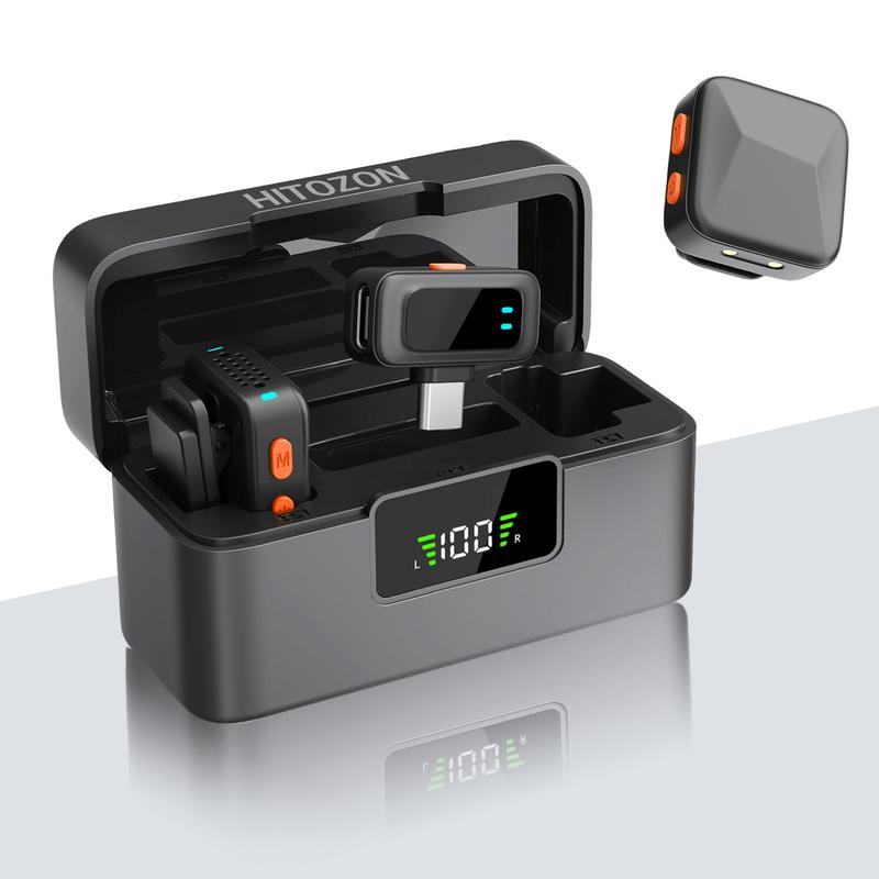 Wireless Lavalier Microphone, Rechargeable Wireless Mic for iPhone iPad Android, 36h Battery Life, Noise Cancellation, Clip-On Lapel Mic for Youtube, Video Recording, Vlog