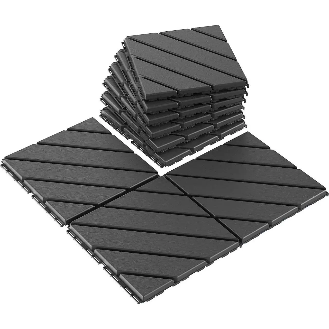 Interlocking Deck Tiles 9 Pack Dark Grey 12"x12" Pavers