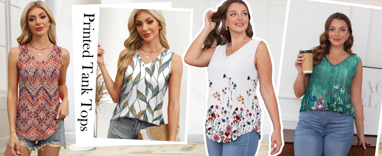 WIHOLL Womens Tank Tops Sleeveless Eyelet Embroidery Scoop Neck Loose Fit Casual Summer Flowy #Springtok Outdoorfun Floral