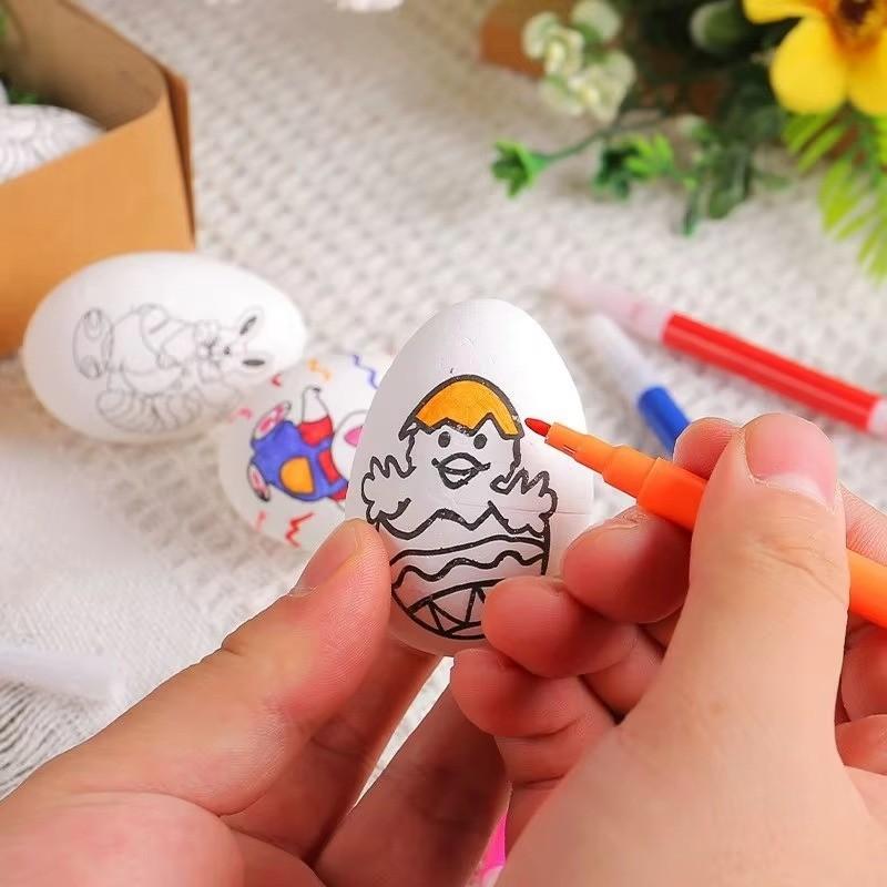 Safe Eco-Friendly DIY Hand-Painted Easter Eggs, Dual-Sided Realistic Egg Coloring Kit, Kids Craft Educational Toy, Parent-Child Interactive Painting Set