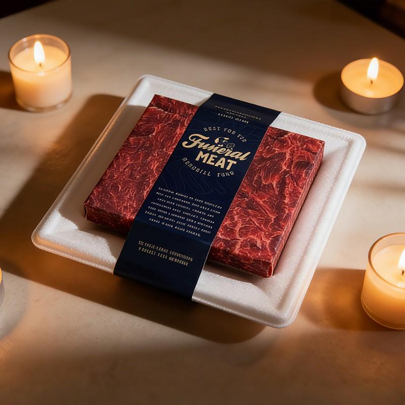 Realistic paper food offerings for pet memorial cremations, featuring beef and salmon; a combustible imitation sushi set suitable for pet funerals and as keepsakes for dogs, cats, small pets, rabbits, and hamsters