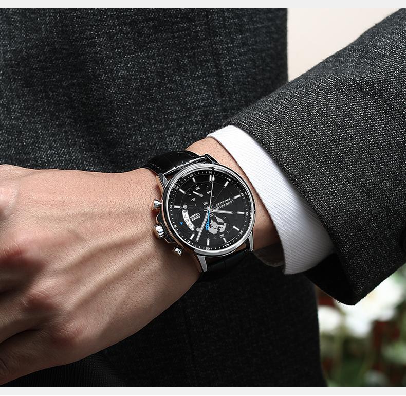 Elegant Men's Watch: Globe Design, 30m Water Resistance, Luminous Dial, Calendar & Chronograph | Stylish for Day & Business | Classic Timepiece Elegant Men's Watch: Globe Design, 30m Water Resistance, Luminous Dial, Calendar & Chronograph | Stylish for Day & Business | Classic Timepiece