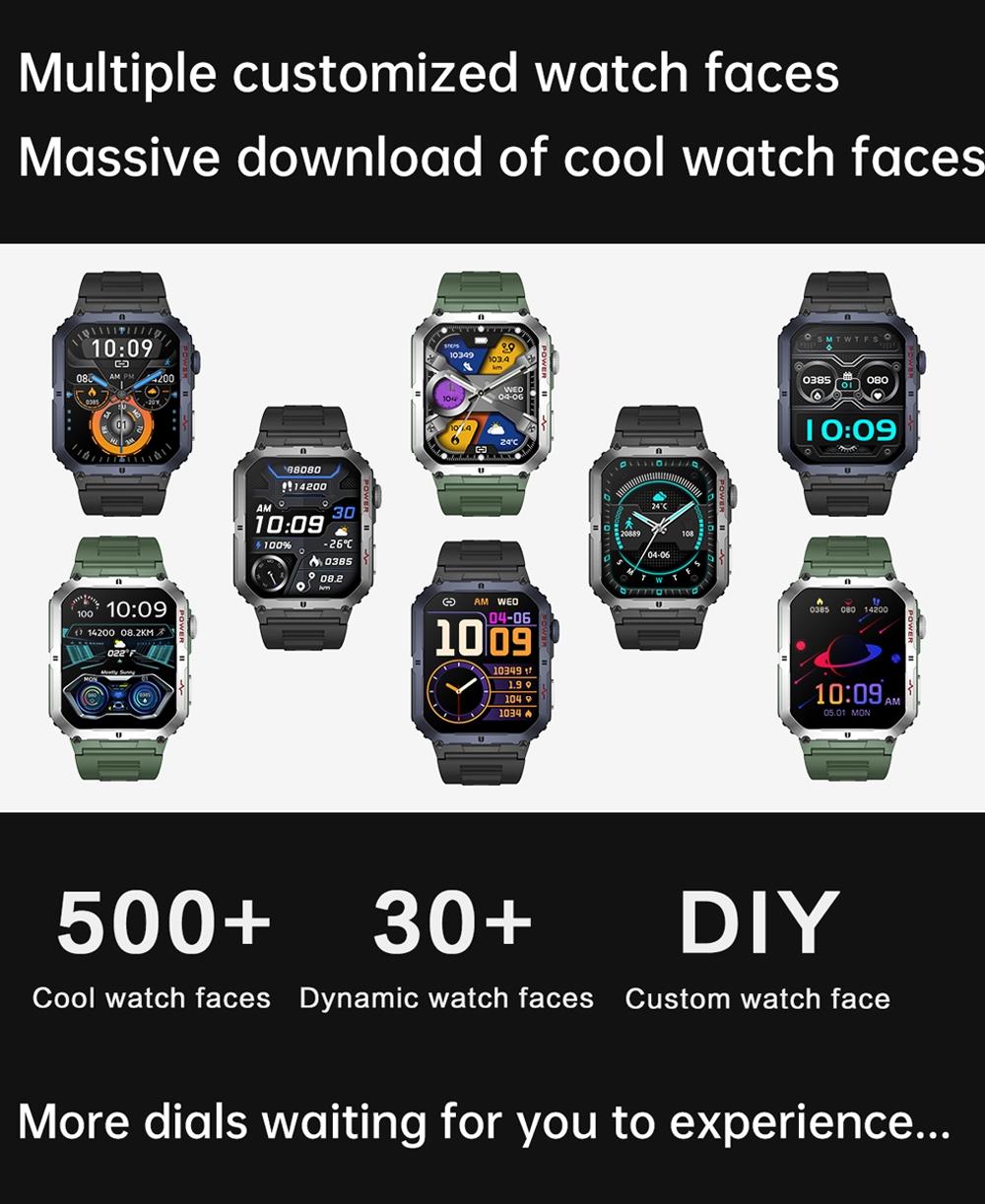 AI smartwatch 2.06 with full touchscreen, high appearance, low power consumption and long battery life. Scan for matching, 120+ sports modes, voice assistant, APP sports push. Stopwatch, camera remote control, music player, calculator. Perfect gift for